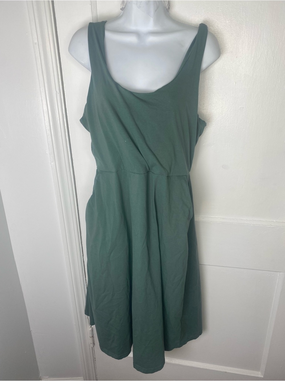 Pact Organic XL Sleeveless Forest Green Midi Dress w Pockets